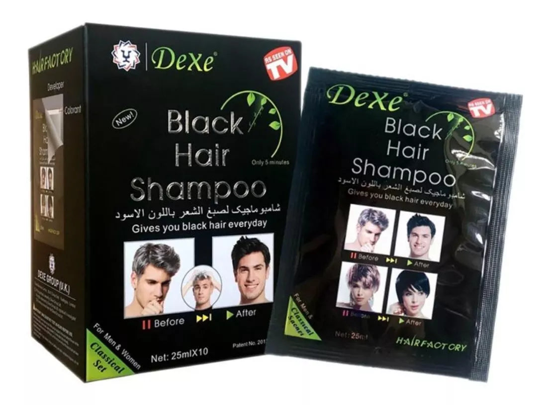 Shampoo tinte instantáneo cubre canas BLACK HAIR