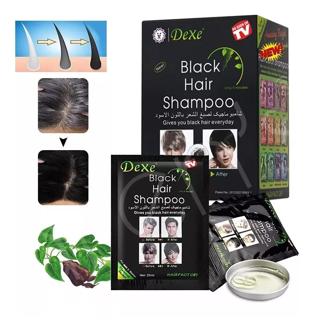 Shampoo tinte instantáneo cubre canas BLACK HAIR